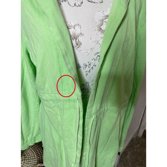 FRESH PRODUCE Sweater Medium Large Neon Green Top Hoodie Comfy Athleisure - Picture 7 of 9